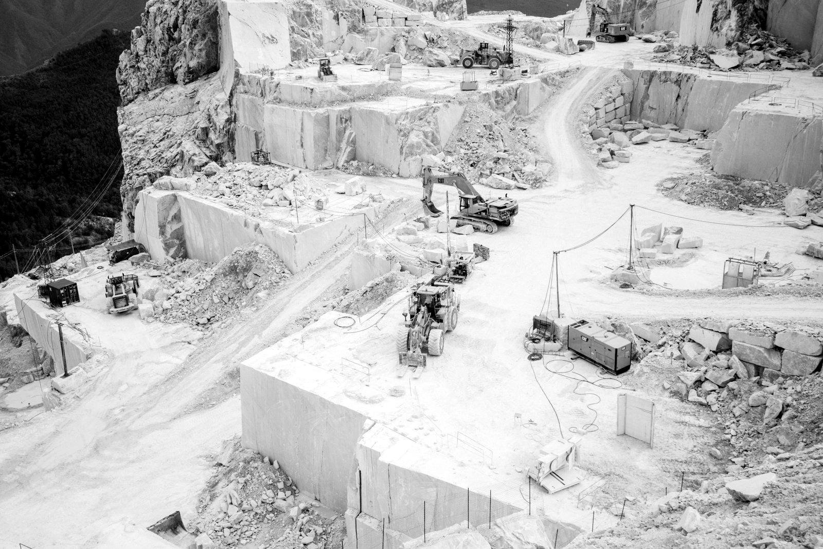 Machinery working in a stone quarry